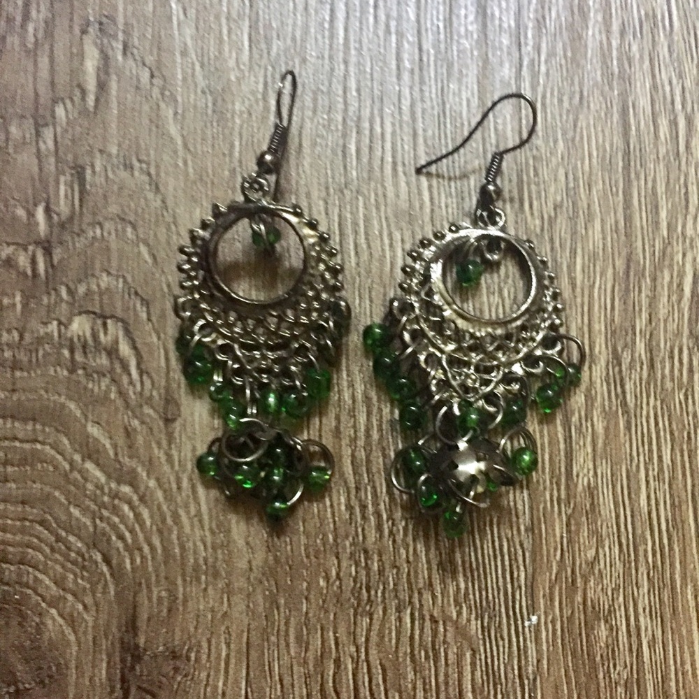 Green Dangle Earrings